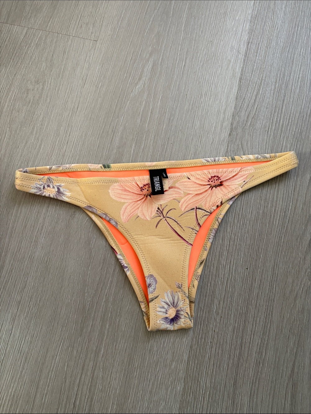 triangl swimwear Yellow Floral Kids Bikini Bottom with Orange Lining
